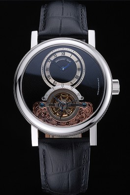 Breguet Classique Grande Complication Tourbillon Silver Case Black Dial Black Leather Strap 622212 Breguet Replica