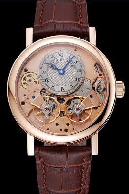 Breguet Tradition Grey Dial Gold Case Brown Leather Bracelet 1454031 Breguet Replica