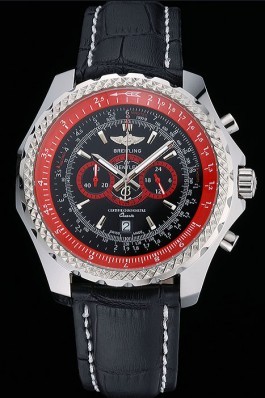 Breilting Bentley Supersports Black And Red Dial Black Leather Bracelet 622430 Fake Breitling Bentley