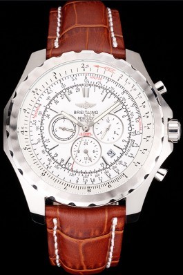 Breitling Bentley Motors T Stainless Steel Case White Dial Brown Leather Bracelet 622234 Fake Breitling Bentley