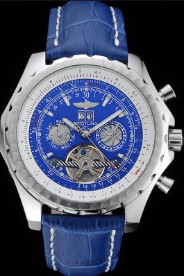 Breitling Bentley Mulliner Tourbillon Blue Dial Stainless Steel Case Blue Leather Strap 622726 Fake Breitling Bentley