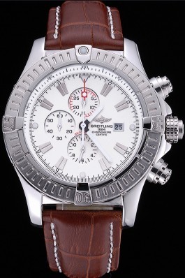 Breitling Chronomat Evolution White Dial Brown Leather Bracelet 622517 Breitling Chronomat