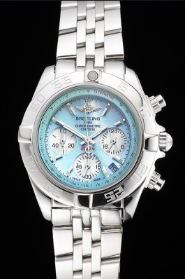 Breitling Chronomat Quartz Light Blue Dial Stainless Steel Case And Bracelet Breitling Chronomat