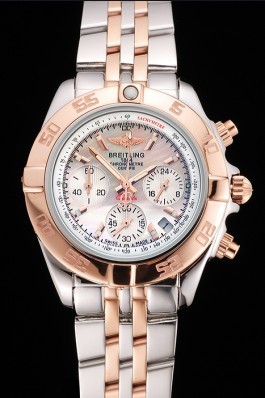 Breitling Chronomat Quartz Pearl Dial Rose Gold Bezel Stainless Steel Case Two Tone Bracelet Breitling Chronomat