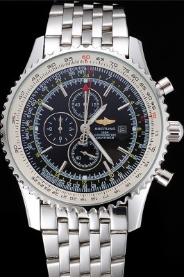 Breitling Navitimer World Black Dial Stainless Steel Bracelet 622512 Replica Designer Watches