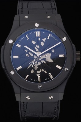 Hublot Classic Fusion Shawn Carter Black Steel Case Black Leather Strap 622817 Hublot Replica Watch