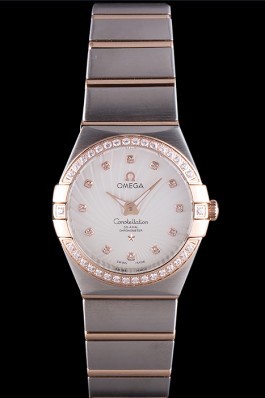 Omega Constellation Rose Gold Diamond Bezel Two Tone Band 621487 Best Omega Replica