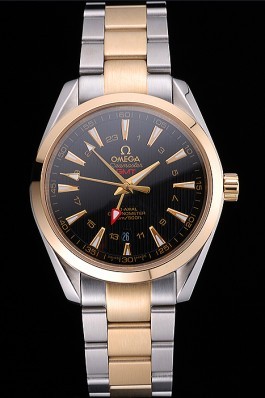 Omega Seamaster Planet Ocean GMT Black Dial Two Tone Band 622396 Omega Replica Seamaster