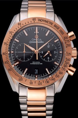 Omega Speedmaster Black Dial Gold Bezel Stainless Steel Case Two Tone Bracelet 622804 Omega Speedmaster Replica