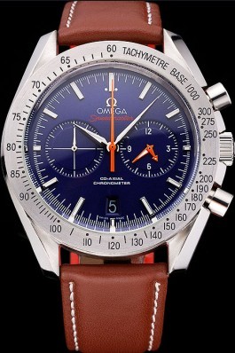 Omega Speedmaster Blue Dial Stainless Steel Case Brown Leather Strap 622807 Omega Speedmaster Replica