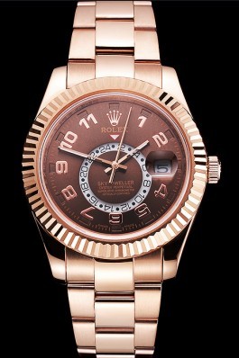 Rolex Sky Dweller Brown Dial Rose Gold Case Ad Bracelet Cheap Replica Rolex