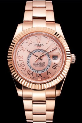 Rolex Sky Dweller Rose Gold Dial Rose Gold Case And Bracelet Cheap Replica Rolex