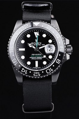 Rolex Swiss GMT Master II Pro-Hunter Black Fabric Strap Black Dial Rolex Replica Gmt