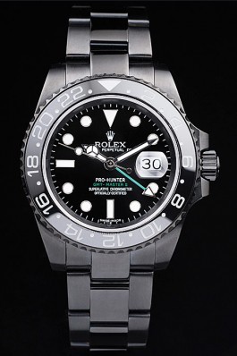 Rolex Swiss GMT Master II Pro-Hunter Black Steel Strap Black Dial Rolex Replica Gmt