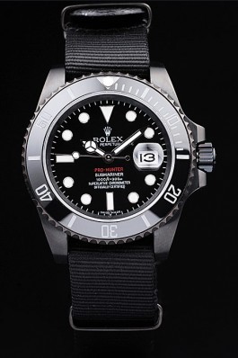 Rolex Swiss Submariner Pro-Hunter Black Fabric Strap Black Dial Rolex Submariner Replica