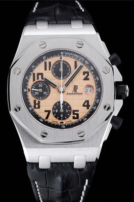 Swiss Audemars Piguet Royal Oak Offshore Gold Dial Stainless Steel Case Black Leather Strap 622849 Audemars Piguet Royal Oak Replica Aaa