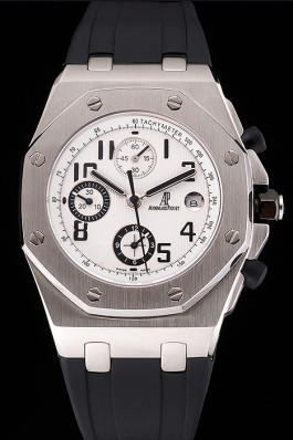 Swiss Audemars Piguet Royal Oak Offshore White Dial Stainless Steel Case Black Rubber Strap 622853 Audemars Piguet Royal Oak Replica Aaa