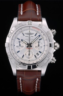 Swiss Breitling Certifie Stainless Steel Bezel Brown Croco Leather Bracelet White Dial 80285 Fake Breitling