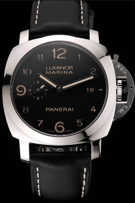 Swiss Panerai Luminor Marina 1950 3 Days Brown Dial Stainless Steel Case Black Leather Strap Panerai Luminor Replica