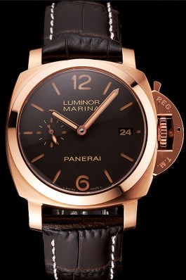 Swiss Panerai Luminor Marina 1950 3 Days Oro Rosso Brown Dial Rose Gold Case Brown Leather Strap Panerai Luminor Replica