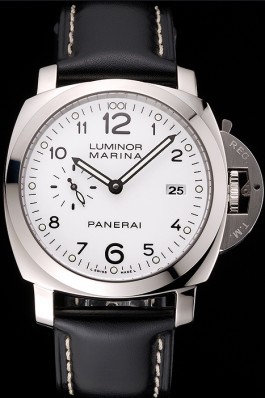 Swiss Panerai Luminor Marina 3 Days White Dial Stainless Steel Case Black Leather Strap Panerai Luminor Replica